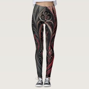 Gothic Elegance Vrouwen Leggings - Zwart en Rood O