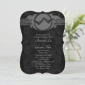 Gothic Elegant Bat Wedding Invitation Kaart (Staand voorkant)