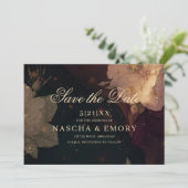Gothic Elegant Dark Red Floral Boho Wedding Save The Date (Staand voorkant)