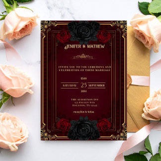 Gothic Elegant Dark Romance Wedding Invitation