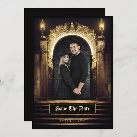 Gothic Elegant Photo Save the Date (Voorkant / Achterkant)