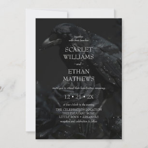 Gothic Elegant Raven & Roos Zwart Handfasting Kaart