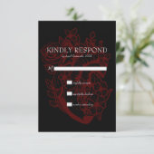 Gothic Elegant Red Heart Wedding Handfasting RSVP (Staand voorkant)