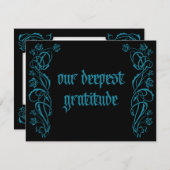 Gothic Elegant Rozen Wedding Bedankkaart (Voorkant / Achterkant)