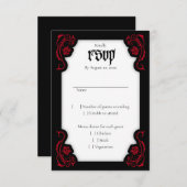 Gothic Elegant Rozen Wedding RSVP Kaartje (Voorkant / Achterkant)