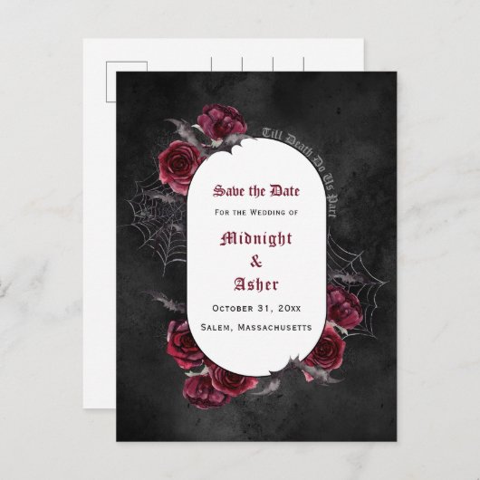 Gothic Elegant Save the Date Announding Briefkaart (Voorkant / Achterkant)