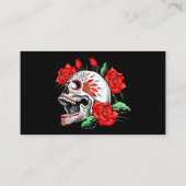 Gothic Elegant Skull and Red Roses Visitekaartje (Achterkant)