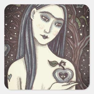 GOTHIC EVA, DUISTERE TUIN VAN EDEN, VROUW, SLANG VIERKANTE STICKER