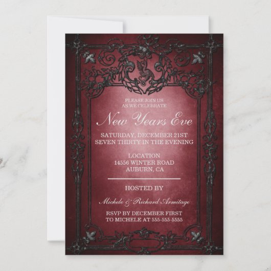 Gothic Evening New Years Uitnodiging (Voorkant)