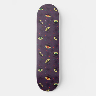 Gothic Eyes Witchy Paarse Patroon Occult Skateboard