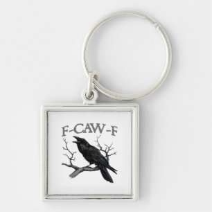 Gothic F-Caw-F Grappige Kraai Humor Essentiële Vin Sleutelhanger