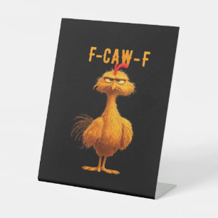 Gothic F-Caw-F Kraai Grappige Humor Reclamebord Met Voetstuk