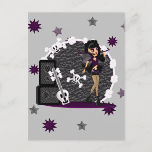 Gothic Faerie met Skull Guitar Briefkaart