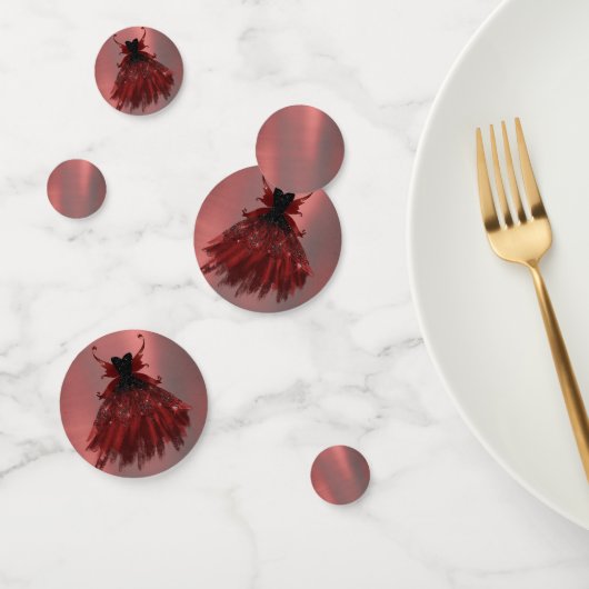 Gothic Fairy Crimson Gown | Deep Radiant Red Sheen Confetti (Groep)