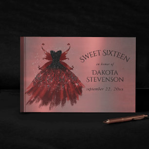 Gothic Fairy Crimson Gown Deep Radiant Red Sheen Gastenboek