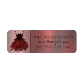 Gothic Fairy Crimson Gown | stralingsrood adres Etiket (Voorkant)