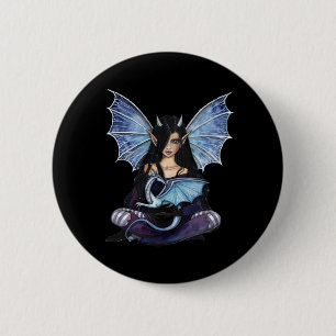 Gothic Fairy Dragon Pin, Button van Molly Harrison