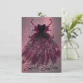 Gothic Fairy Fuchsia Gown | Punk Roze Magenta Kaart (Staand voorkant)