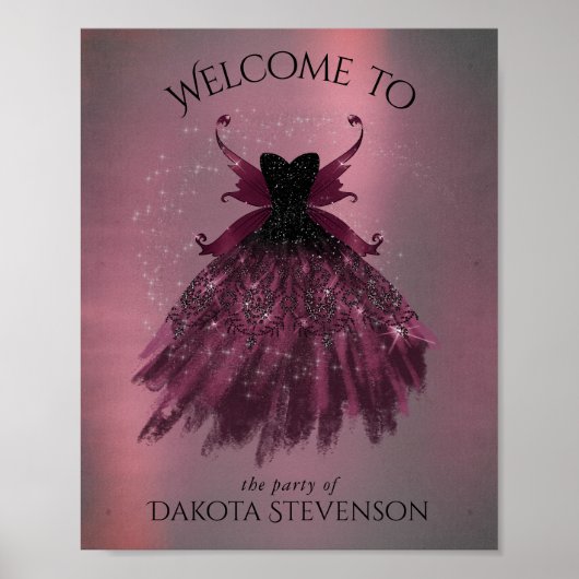 Gothic Fairy Fuchsia Gown | Punk Roze Magenta Poster (Voorkant)