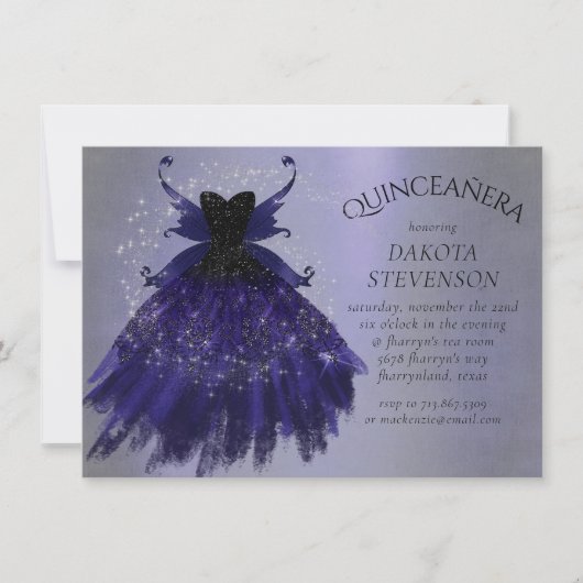 Gothic Fairy Indigo Gown | Deep Royal Paarse Sheen Kaart (Voorkant)