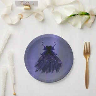 Gothic Fairy Indigo Gown   Deep Royal Paarse Sheen Papieren Bordje