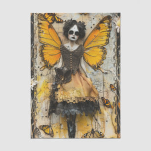 Gothic Fairy Yellow Wings Dark Fantasy Decoupage Tissuepapier