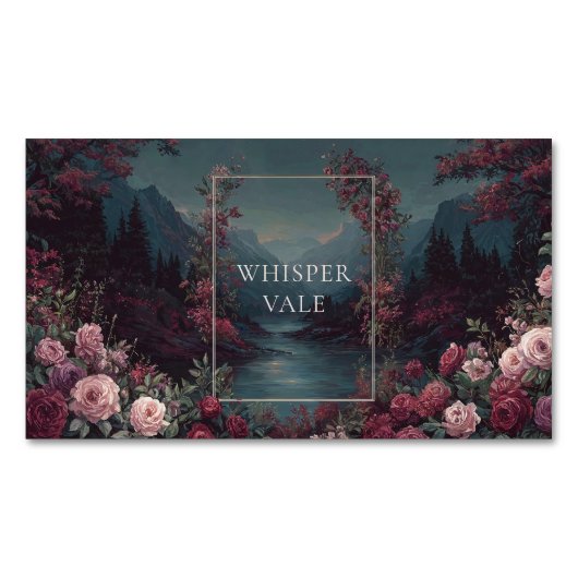 Gothic Fairytale Rose River Valley Night Landscape Magnetisch Visitekaartje (Voorkant)