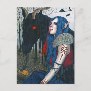 Gothic Fantasy Art Post Card Pooka Horse Elf Briefkaart