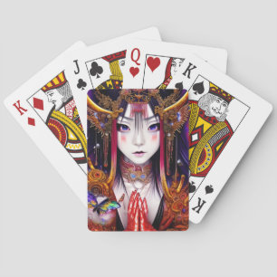 Gothic Fantasy Japans meisje met prachtige ogen Pokerkaarten