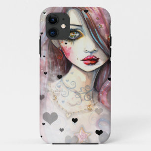 Gothic Fantasy Meisje met Hartjes iPhone 5 Hoesje