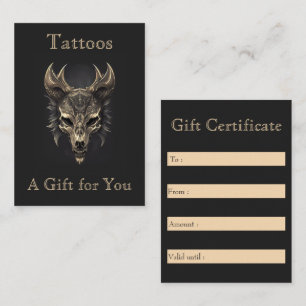 Gothic Fantasy Wolf Skull Zwart & Goud Gift Visitekaartje