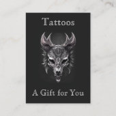 Gothic Fantasy Wolf Skull Zwart & Zilver Cadeau Visitekaartje (Voorkant)