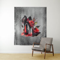 Gothic Fashionista Red Bottom Stilettos met Rozen