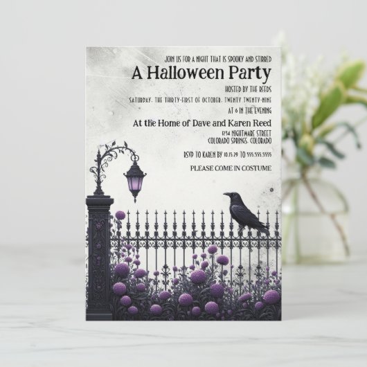 Gothic Fence Halloween Party Kaart (Staand voorkant)