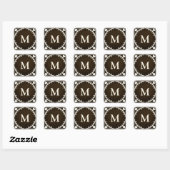 Gothic Filigree Antiek Monogrammed Personal Seal Vierkante Sticker (Vel)