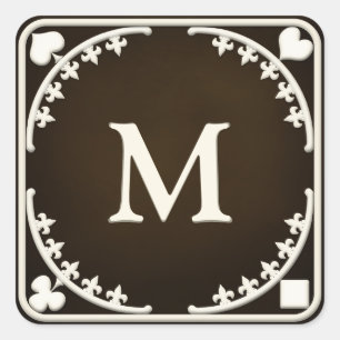 Gothic Filigree Antiek Monogrammed Personal Seal Vierkante Sticker