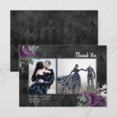 Gothic Floral 2 foto zwart bruiloft bedankje Bedankkaart (Voorkant / Achterkant)