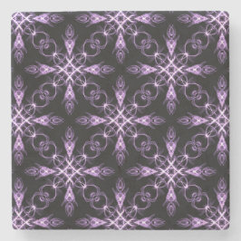 Gothic Floral Black and Paars Fractal Pattern Stenen Onderzetter