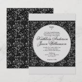 Gothic Floral Damask Monogram Weddenschap Kaart (Voorkant / Achterkant)