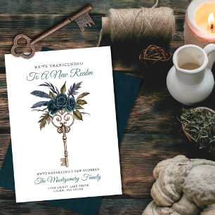 Gothic Floral Key Nieuw Home Nieuw Adres Blauwgroe Aankondiging