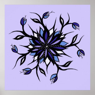 Gothic Floral Mandala Monsters and Teeth Poster