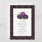  Gothic Floral QR Code RSVP Weddenschap Kaart (Voorkant)