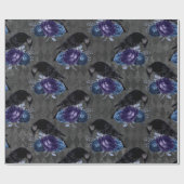 Gothic Floral Raven Halloween Pattern Cadeaupapier (Vlak)