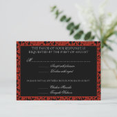 Gothic Floral Red & Black Damask RSVP Monogram (Staand voorkant)