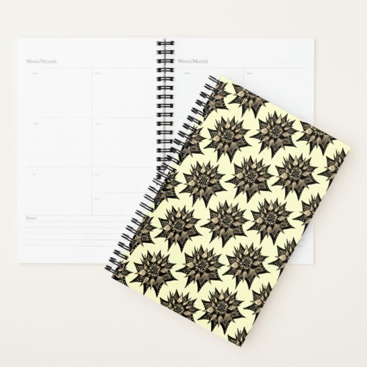 Gothic Floral Sepia Spiked Flower Pattern Planner (Display)