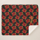 Gothic Floral Sherpa Blanket Deken (Voorkant (horizontaal))