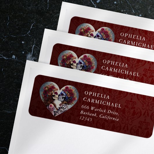 Gothic Floral Skeletons Return Address Etiket