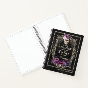 Gothic Floral Skull Funny Quote Custom Name Sketch Notitieboek