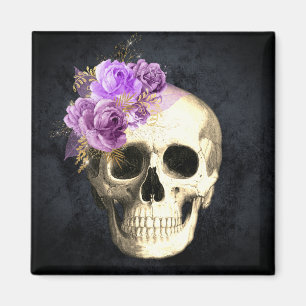Gothic Floral Skull Halloween Magnet Magneet