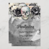 Gothic Floral Skull & Peony Handfasting Kaart (Voorkant / Achterkant)